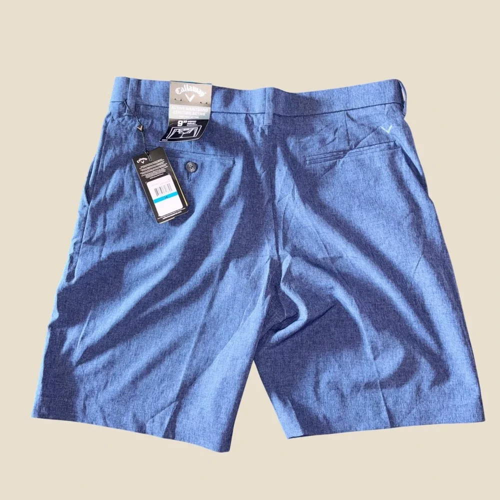 Callaway Mens Golf Shorts 36 Peacoat Heather Blue Swing Tech Flex CGBFA030GG NEW